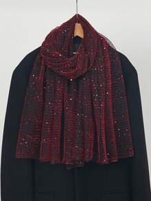 1pc Shimmer Sequin Pleated Chiffon Hijab Scarf, Sparkly Glitter Muslim Headscarf, Soft Lightweight Long Shawl For Wedding Party Evening Occasions - New Sequin Headscarf - View 21