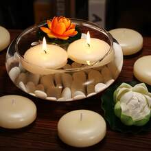 20 Ivory Floating Candles, Unscented Drip-Free Candles, Suitable For Weddings, Christmas, Birthday Parties, Cylinder Vases And Home Decor - One Size - View 4