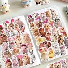54PCS Cute Pink Pet Stickers Cute Funny Animal Stickers Colored Kawaii Cat Stickers Vinyl Waterproof Stickers For Water Bottle,Computer,Laptop,Phone,Luggage,Notebook,Fridge - Multicolor - View 6