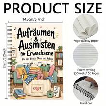 Sổ tay lò xo dọn dẹp nhà cửa "Decluttering & Organizing For Adults", sổ nhật ký tổ chức nhà cửa A5 kẻ ngang, 50 trang 25 tờ, 1 cuốn - A5 - Xem 8