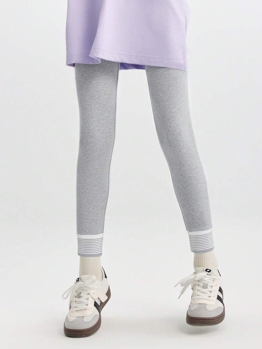 Balabala Quần legging bé gái mềm co giãn, quần dài dễ thương phong cách thường ngày cho bé baby và tween girl, thời trang mùa thu - Màu xám nhạt - Xem 1