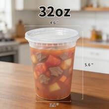 45 Sets Of Clear Plastic Storage Containers With Lids (8/16/24/32 Oz), PP Material, Heat-Resistant, Leak-Proof, Microwave , Reusable, Perfect For Dry Goods And Soups, Ideal For Family Gatherings, Restaurants, And Catering Services - 45 Sets - 查看 14