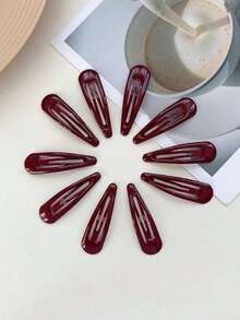12pcs Water Drop BB Hair Clips, Suitable For Styling And Fixing Hair, Daily Use Or Party And Ball Hairstyles - Burgundy - View 3