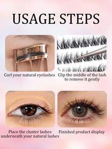 100 Clusters Self-Adhesive False Eyelashes, C-Curl Pre-Glued Lash Clusters, Natural Eyelashes, Easy To Use, Natural Appearance, Suitable For Beginners, Suitable For All Occasions, False Eyelashes, Halloween - C - View 8