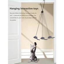 Door Hanging Cat Toy, Interactive Hanging Plush Mouse Teaser Toy For Cat Self‑Play - Grey - View 4