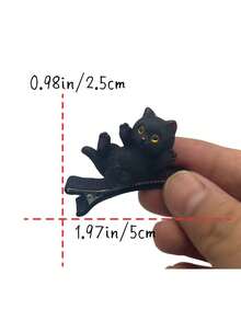 Halloween Playful Black Cat Cute Kitten Hair Clip, Cat Pattern Hair Clip, Suitable For Casual, Daily Styling, Party, Birthday, Gift, Travel And Other Occasions, Perfect For Daily Outings - Multicolor - View 6