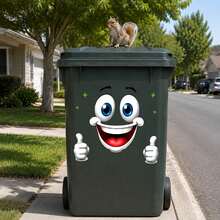 Funny Cartoon Big Mouth Face Trash Can Sticker, Waterproof Removable Vinyl Trash Can Decal, 2D Flat Pattern Outdoor Yard Porch Trash Can Decoration, DIY Peel And Stick Creative Home Garden Cabinet Decor - Face Trash Can Stickers - View 8