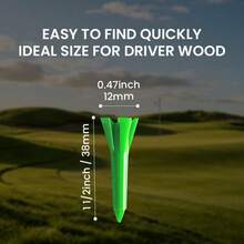 FINGER TEN Plastic Golf Tees 1 1/2 Inch Value 30 Pack, Durable Five Prong Top Short Tees With Bright Colors For Par 3s & High Visibility, Ideal For Men Women Golfers - Green - View 3