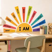 6/3/2/1pc Boho Sunburst Positive Affirmation Wall Decor Decals, Multicolor PVC Peel And Stick Wall Stickers For Teens Bedroom Playroom Aesthetic Room Decor Home Decor For Living Room Halloween Fall Home Decor - Inspirational Sun Wall Decal - View 11