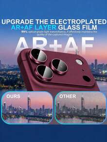 Camera Lens Protector Film Compatible With Iphone 18 Pro/18 Pro Max Series, Military-Grade Drop Resistance, Strong Adhesion, Metal Aluminum Alloy Tempered Glass Camera Screen Protector (Deep Red) - Red - View 3