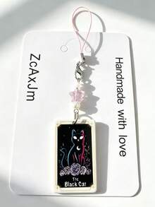 1pc Minimalist Halloween Phone Chain, Double-Sided Acrylic Tarot Card Design, Decorative Phone Charm, Bag & Keychain Accessory - Multicolor - View 8
