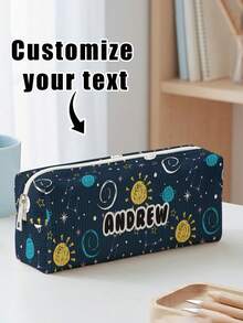 1pc Customized Name Corduroy Pencil Case, Can Be Customized According To Your Unique Design, Perfect For Children To Store Pencils, Print Your Own Name Or Print Your Sister's And Classmates' Names As Gifts To Give To Others - Multicolor - View 10