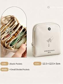 1pc Foldable Multi-Compartment PU Travel Jewelry Storage Bag, Flip Cover Design Portable Organizer, Practical Earring Necklace Ring Storage Box, Suitable For Travel, Daily And Home Use - Multicolor - View 8