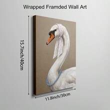 1pc Vintage Swan Canvas Wall Art Funny Animal Portrait Print Wearing Headscarf & Pearl Necklace Quirky Bird Poster Cottagecore Wall Decor For Living Room Bedroom Unframed Or Framed/Wooden Hanging - Pattern - View 15