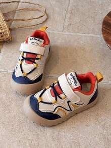 1 Pair Fashion Colorblock Kids Sports Shoes, Baby Functional Shoes, PU Leather Infant Walking Shoes - Blue - View 3