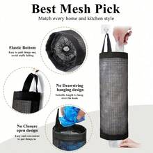 3/2/1pc Trash Bag Storage Hanging Bag, Wall-Mounted Drawstring Shoe Bag, Kitchen Plastic Bag Organizer, Woven Mesh Bag, Plastic Bag Storage Rack With Hanging Net, Suitable For School And Kitchen, College Student Storage And Organization (Random Color) - Multicolor - View 4