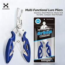 HASIDA Fishing Lure Pliers, Hook Removal Line Cutting Multifunction Lure Scissors Pliers, Stainless Steel Fishing Scissors Pliers - Blue - View 1