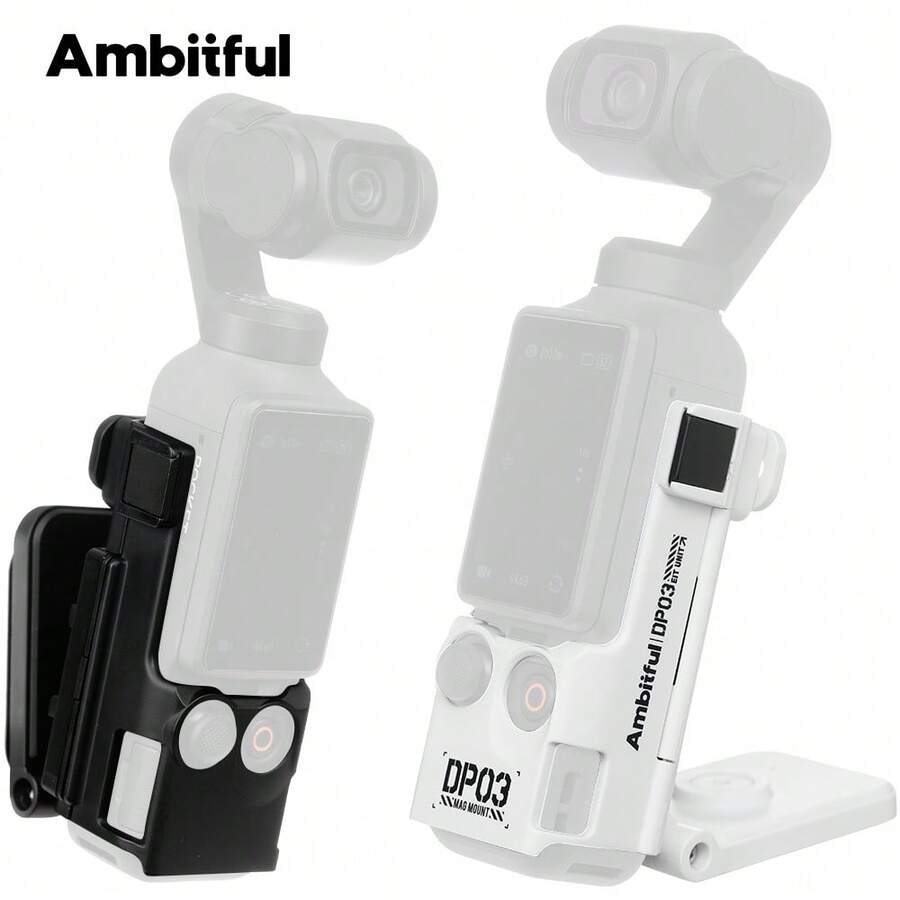 Ambitful DP03 Magnetic Mount Bracket, Foldable Expansion Adapter Base Compatible With D JI Osmo Pocket Series, Multi-Hole Cold Shoe Extension Fixed Holder - View 1