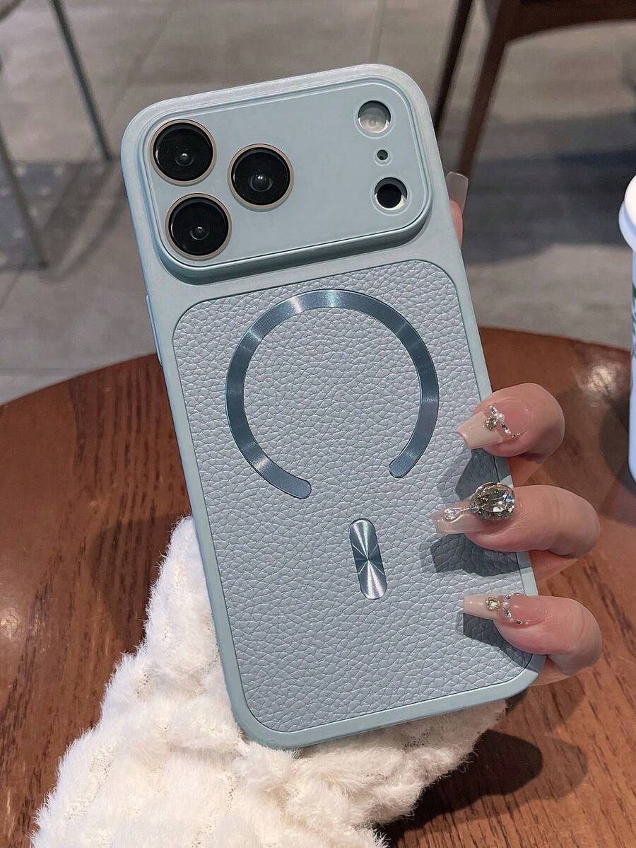 奢華水晶鏡片荔枝紋人造皮革磁吸手機殼，適用於 iPhone 17 Pro Max 17 Pro 17 16 Pro Max 16 Pro 16 15 Pro Max 15 Pro 15 14 Pro Max 14 Pro 14 13 Pro Max 13 Pro 13，商務無線充電保護後蓋