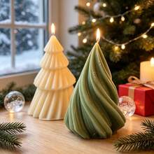SILIKE LUFEI 2pcs Christmas Diagonal Stripe Christmas Tree & Spiral Candle Set Silicone Mold, Suitable For Making Resin, Plaster, Candle, Aromatherapy Products, Home Decor Display Silicone Mold - Silicone Mold - View 6