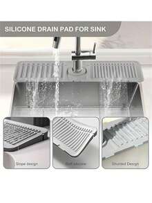 1pc Silicone Faucet Drip Pad, Protective Mat, Sink Splash Guard, Anti-Slip Water-Repellent Drying Mat, Trimmable Size, Suitable For Various Faucet Styles, Kitchen, Bathroom, Homestay, Hotel - Multicolor - View 5