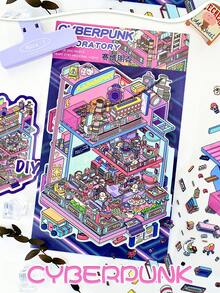 One Set Of 3D Scene‑Building Stickers, Fun Stress‑Relief Kids Journal Stickers, House Series - 4.0 Winter Hot Spring - View 4