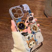 1件透明復古油畫貓咪圖案手機殼，個性化保護殼，適用於 iPhone 16 Pro Max/17/16/15/14 Plus/13/12/11/Air - 彩色 - 查看 3
