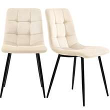 Dining Room Chair (4 Pieces), Beige, Set Of 4 Upholstered Chairs, Design Chair With Backrest, Seat Made Of Velvet, Frame Made Of Metal, 70.5 X 66 X 45 Cm - White - View 10