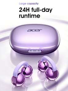 Auriculares Bluetooth TWS Acer OHR825 Originales y Auténticos con Clip de Oreja Abierta, 24H de Reproducción, V6.0 de Baja Latencia, Cancelación de Ruido ENC en Llamadas, Sonido HiFi, Ajuste , Carga Rápida Tipo-C - Ver 4