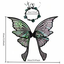 2026 New Floral Wreath, Fairy Mori Style Adult Colorful Printed Long Tail Butterfly Wings, 2pcs Costume Props Set, Suitable For Birthday Decoration, Photography Props, Cosplay Party, Carnival, Halloween And Other Festival Costumes - Multicolor - View 2
