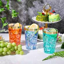 20pcs 7oz Gold Crystal Cups, Gold, Glass Cups, Wine Glasses, Cocktail Glasses, Perfect For Weddings And Parties - Gold - View 5
