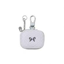 Cute Coquette Heart Bow Print Earbud Case, Mini Keychain Pouch For Wireless Bluetooth Headphones Storage & Daily Decoration - Baby Blue - View 9
