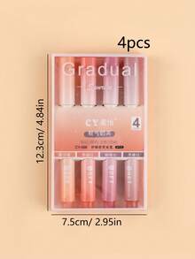 4pcs/Box Gradient Pastel Highlighter Pens Set, 4 Packs Soft Oblique Tip Eye-Care Mild Color Markers, Gradual Macaron Shading Highlighters, No Bleed Ink Journal Note Taking Stationery For Office School Planner Scrapbook Supplies - Multicolor - View 6