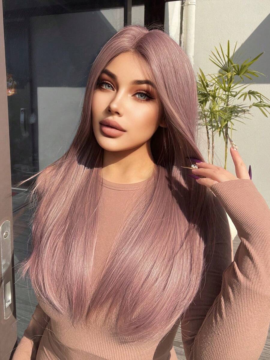 alicegarden 26 Inch Front Lace Front Wig, Natural Straight Hair ...