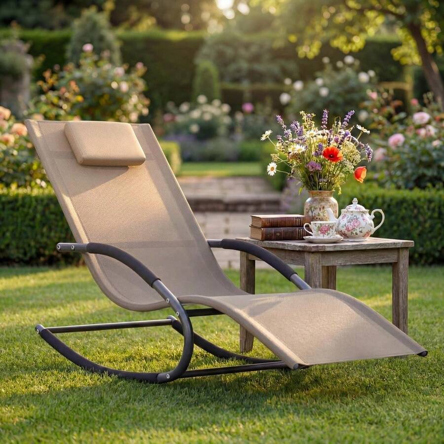 Patio Lounge Chair & Swing Chair - Brown - View 1