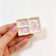 1pc Mini Strawberry & Pear Pattern Nail Art Gel Color Palette 2-In-1 Watercolor Palette & Nail Glitter Storage Box Multi-Functional Nail Art Rhinestone & Pearl Storage Tray - Multicolor - View 3