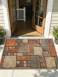 1pc Outdoor Non-Slip Patterned Floor Mat, Indoor Carpet, Bathroom Mat, Kitchen Mat, Decorative Rug, Multi-Functional Hallway Mat, Soft And Comfortable, Easy To Clean, Suitable For Indoor And Outdoor Entryways, Bedrooms, Home Decor - Multicolor - View 3