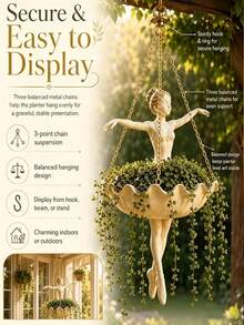 1pc Decorative Ballet Hanging Planter, Chain-Style Lightweight Succulent Plant Pot, Suitable For Garden, Balcony And Dining Space Decoration, Perfect As Back To School, Halloween And Christmas Gift - Multicolor - View 2