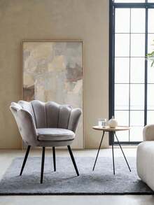 WAHSON OFFICE CHAIRS 1PC Wahson Velvet Armchair Armchair With Gold Legs, Comfortable Bedroom Armchair Relax Chair For Living Room/Bedroom - 灰色 - 查看 9