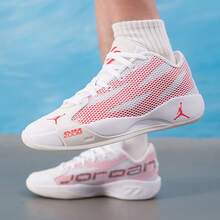 Nike New JORDAN LUKA 77 Men's Performance Breathable Lightweight Basketball Shoes - White/Red - View 4