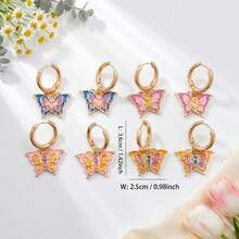 1 Pair Zinc Alloy Fashion Elegant Style Gradient Oil Drop Butterfly Gold Ear Cuffs Clip-On Dangle Hoop Earrings - Earrings - View 5