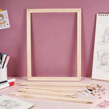 6 Set DIY Canvas Stretcher Bars Kit Needlepoint Stetcher Bars Wooden Canvas Painting Frame For Oil Paintings Prints Posters Paint By Numbers Easy To Assemble Gallery Wrap 15.7x11.8x0.6Inch - Burlywood + 39.8x30x1.4cm - View 2