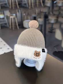 Children's Autumn/Winter Hat, Cute Paw Print Earflap Beanie, Thick Knit Cap, Unisex, Suitable For 1-3 Years Old - Multicolor - View 7