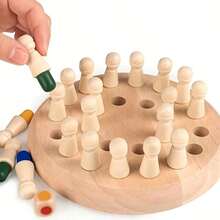 1 Set Wooden Memory Matching Game - Portable Family Strategy Board Game - Suitable As Holiday Gift And Brain Training - Travel Game - Outdoor Game - Wooden - Multicolor - View 7