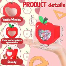 10/20 Pcs Christmas Apple Shaped Gift Box Mini Red Apple Paper Candy Boxes Cartoon Creative Gift Wrapping Box For Back To School Birthday Holiday Party Favors Gifts Packaging Supplies - Red - View 3