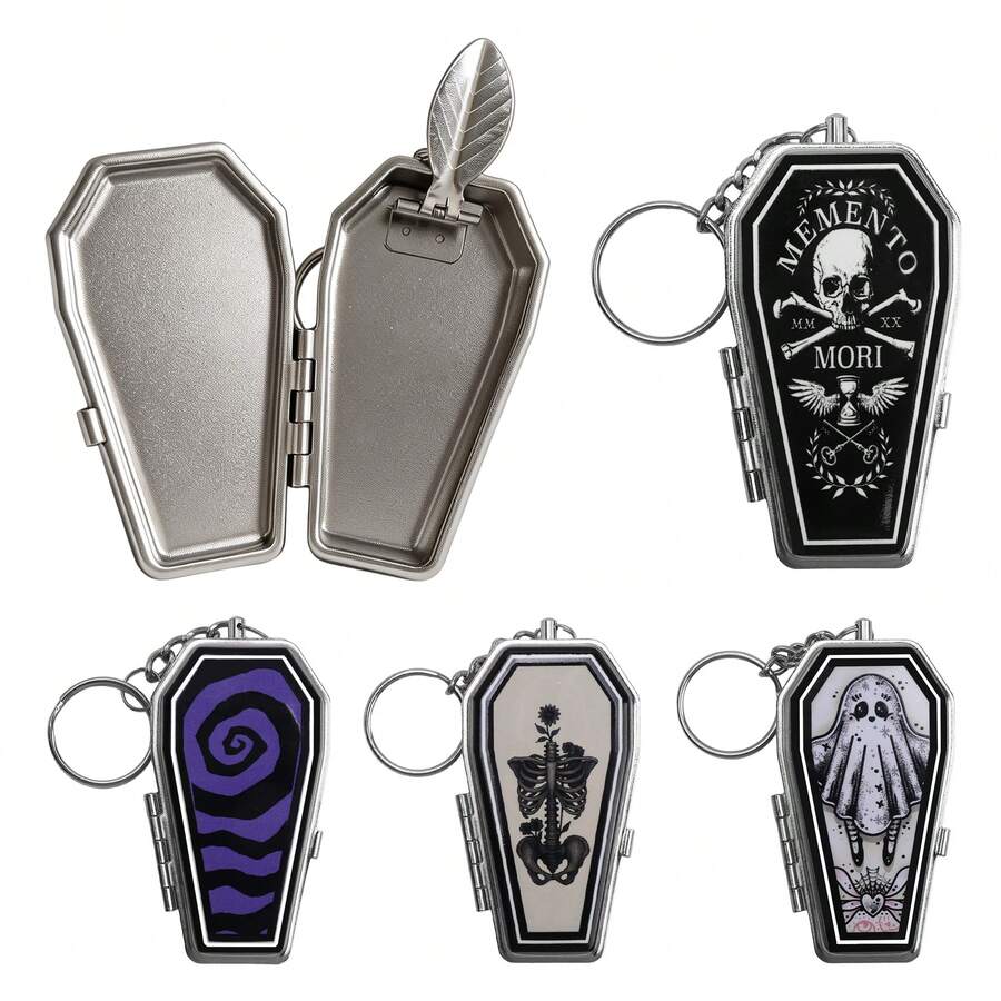 Cabin puff 1pc Coffin-Shaped Mini Ashtray With Flip Lid, Gothic Style, Portable For Outdoor, Car And Other Scenes, Smoking Accessory Gift