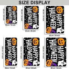 1pc Black Background White Text Pumpkin & Bat Pattern Entryway Doormat, Simple Vintage Style Polyester Rectangular Non-Slip Easy-To-Clean Mat For Halloween Holiday Doorway, Hallway, Yard - 0714+MZGJ - View 2