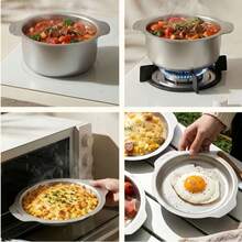 1pc Thickened 304 Stainless Steel 3 Pieces IH Cookware Set (Pot & Frying Pan) - Lid Can Be Used As Frying Pan, Baking Tray Or Serving Plate. High Aesthetic Design, Suitable For Induction Cooktop, Gas Stove And Oven. - View 3