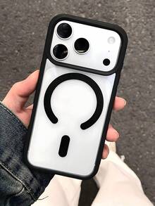 VRNOEI 極簡透明黑邊磁吸無線充電保護殼，相容 Galaxy S26 S25 S22 S21 S24 S23 Ultra Plus，防摔透明硬殼背蓋 - 黑色 - 查看 9