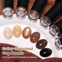 Beetles 6 Colors Brown Cat Eye Gel Polish Set With Magnet, Nude Beige Coffee Black & Rose Gold Magnetic Shimmer, Soak Off UV LED Neutral Nail Art For Fall Winter Manicure - 6色 裸色 米色 咖啡色 黑色 - 查看 8